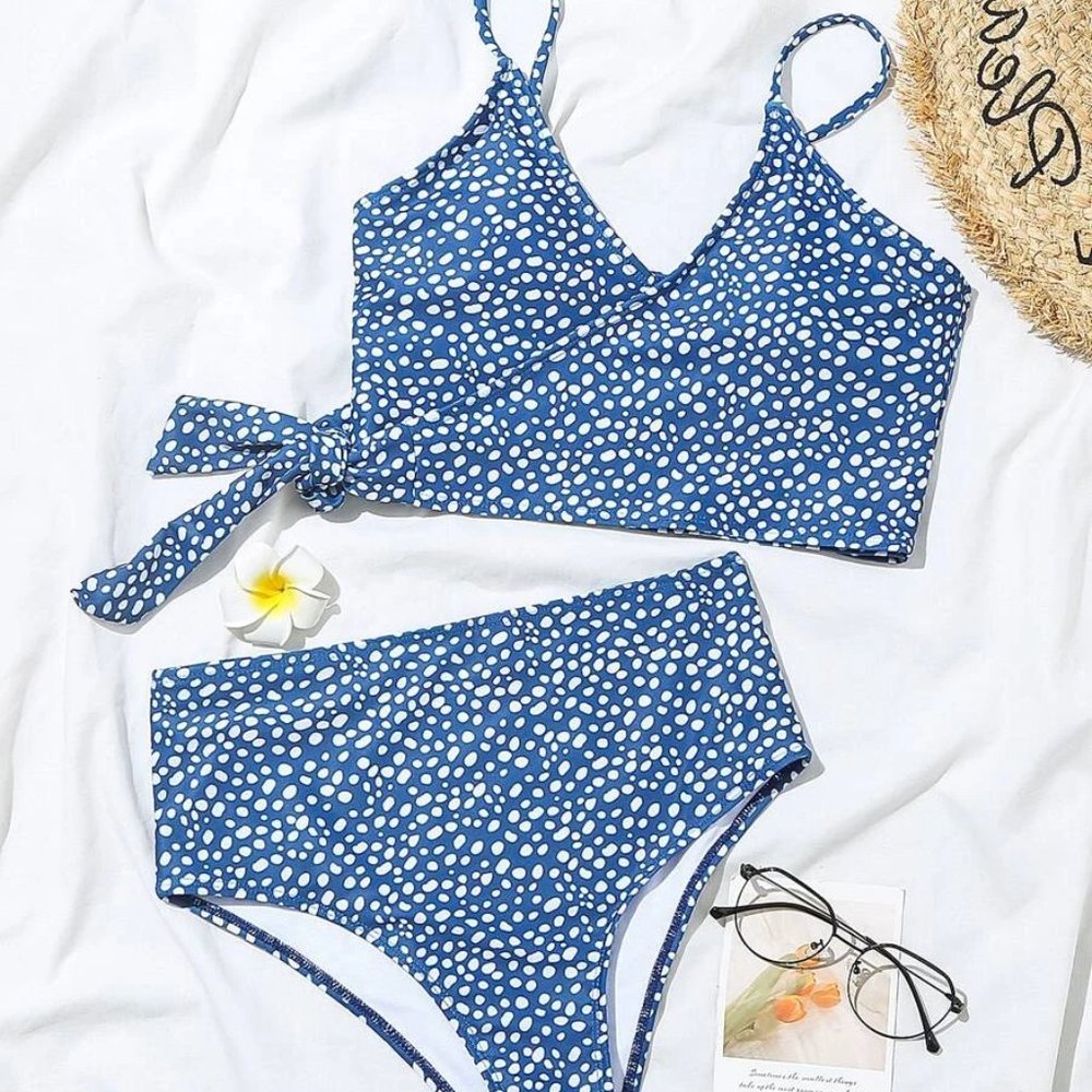 Navy Wrap Bikini Swimsuit